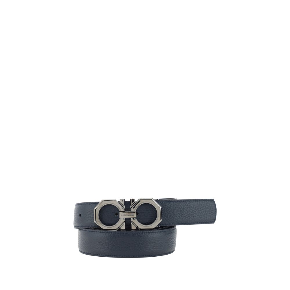 Ferragamo Black Calf Leather Bos Taurus Regular Belt