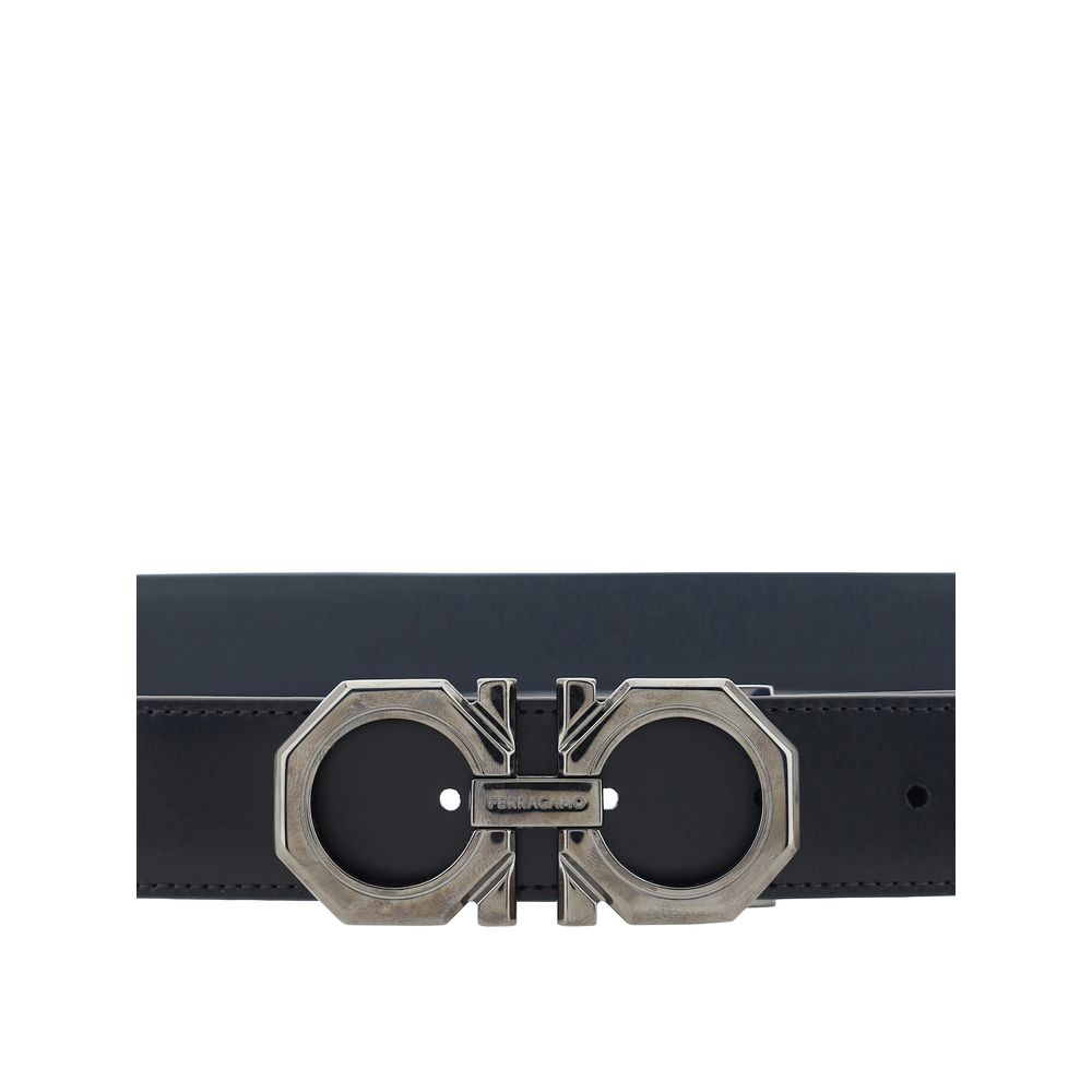 Ferragamo Black Calf Leather Bos Taurus Regular Belt
