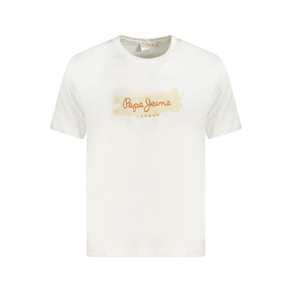 Pepe Jeans White Cotton T-Shirt, short sleeve, crew neck with logo print, made from 100% sustainable cotton.