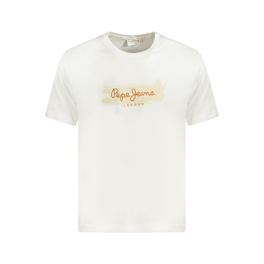 Pepe Jeans White Cotton T-Shirt, short sleeve, crew neck with logo print, made from 100% sustainable cotton.