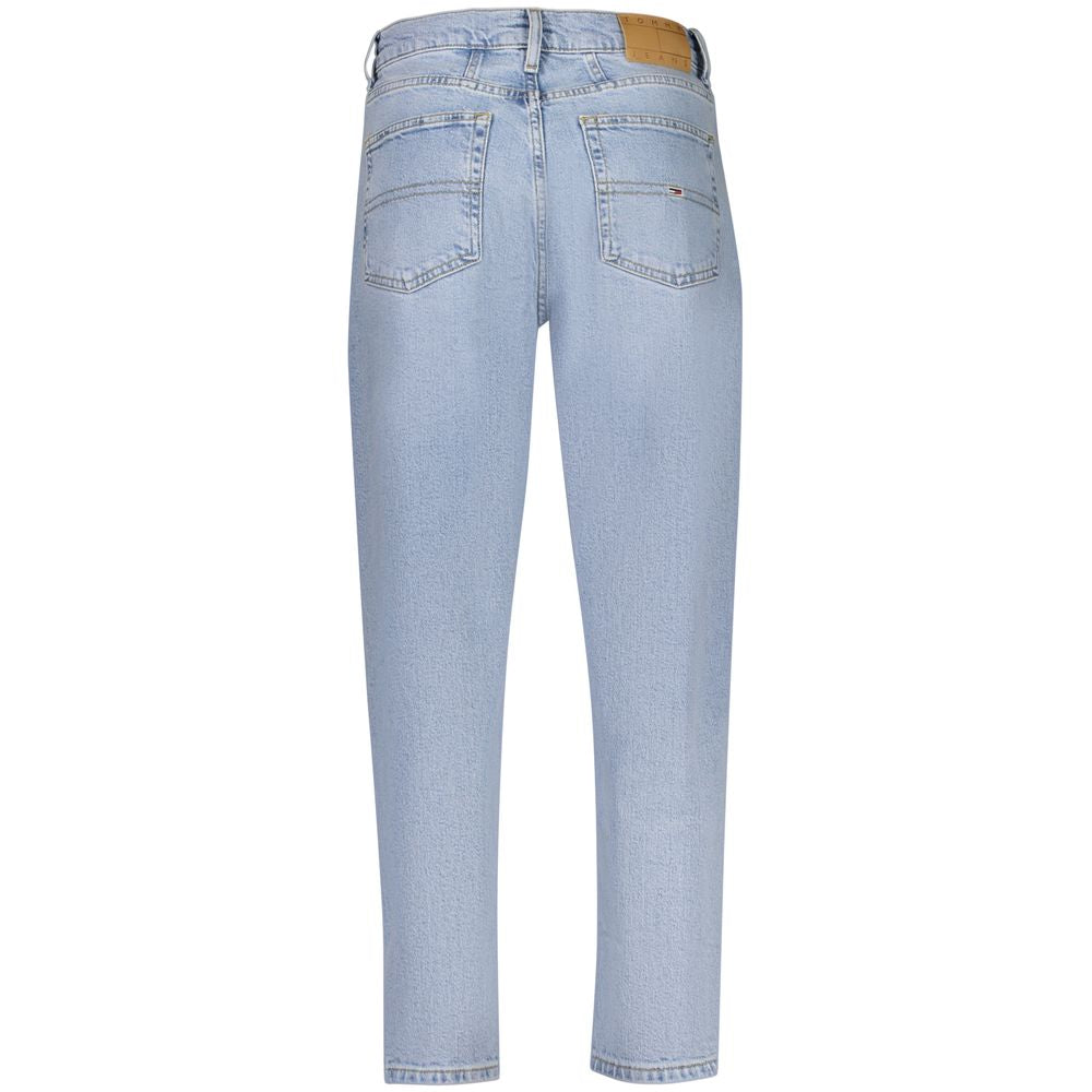 Tommy Hilfiger Blue Cotton Women Jeans back view showcasing signature embroidery and logo detailing.