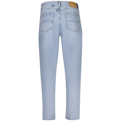 Tommy Hilfiger Blue Cotton Women Jeans back view showcasing signature embroidery and logo detailing.