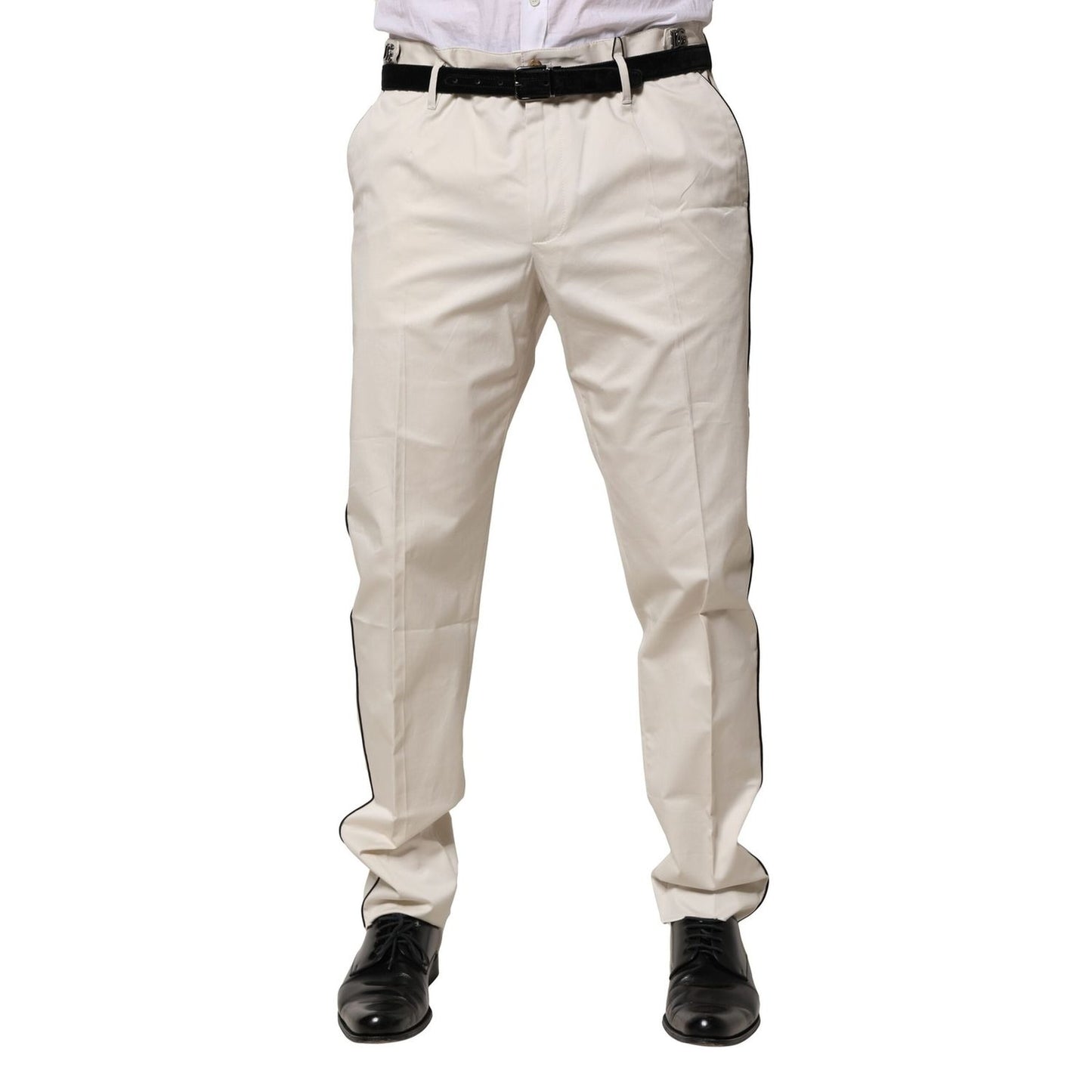 Dolce & Gabbana White Cotton Dress Slim Formal Pants