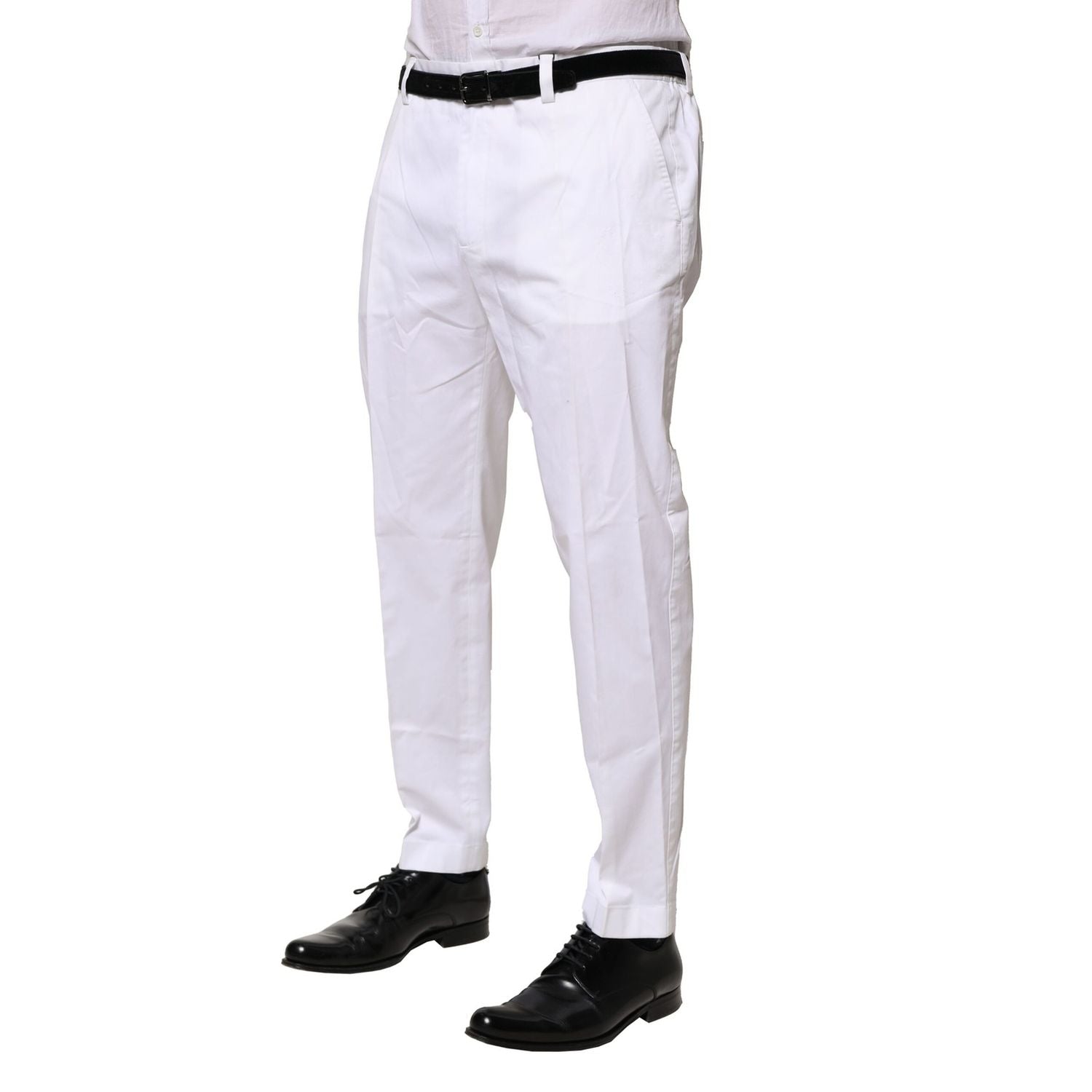 Dolce & Gabbana White Cotton Dress Slim Formal Pants