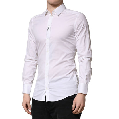 Dolce & Gabbana White GOLD Cotton Men Dress Formal Shirt