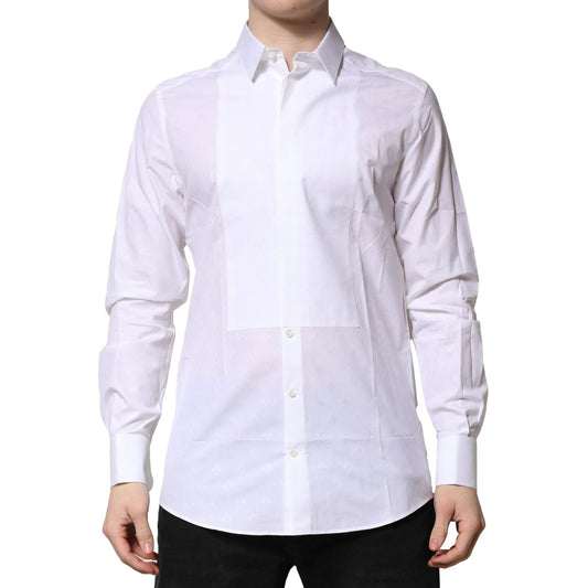 Dolce & Gabbana White Bib Cotton Poplin GOLD Formal Shirt