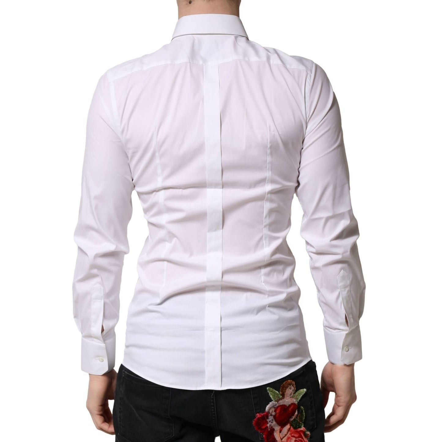 Dolce & Gabbana White GOLD Long Sleeves Dress Formal Shirt