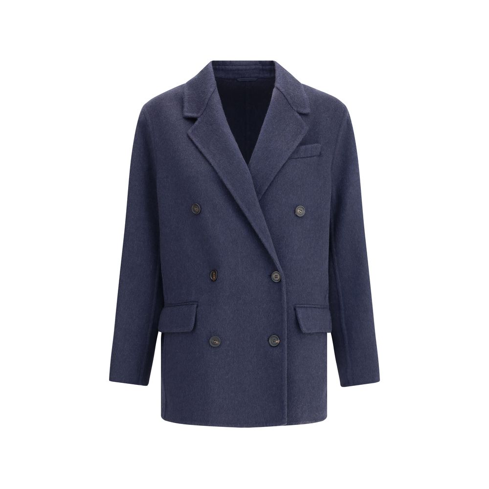Brunello Cucinelli Blue Cashmere Coat Brunello Cucinelli