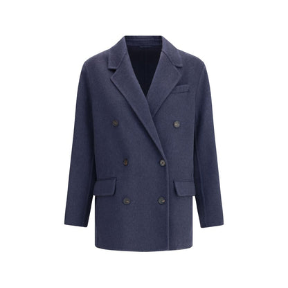 Brunello Cucinelli Blue Cashmere Coat Brunello Cucinelli