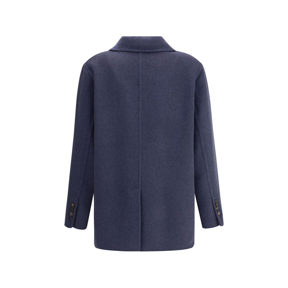 Brunello Cucinelli Blue Cashmere Coat Brunello Cucinelli