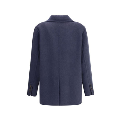 Brunello Cucinelli Blue Cashmere Coat Brunello Cucinelli