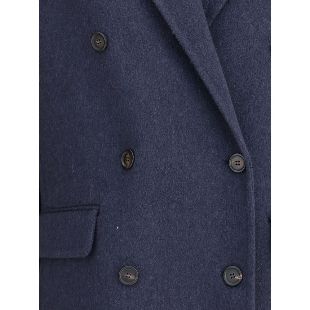 Brunello Cucinelli Blue Cashmere Coat Brunello Cucinelli