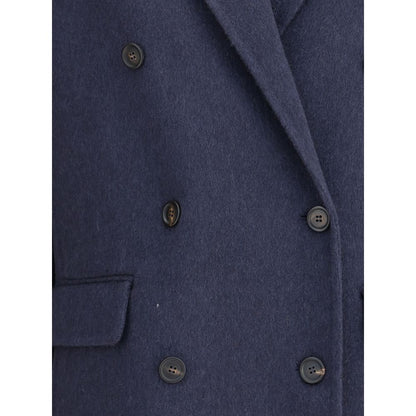 Brunello Cucinelli Blue Cashmere Coat Brunello Cucinelli