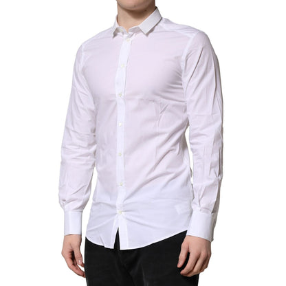 Dolce & Gabbana White Cotton GOLD Long Sleeves Formal Shirt