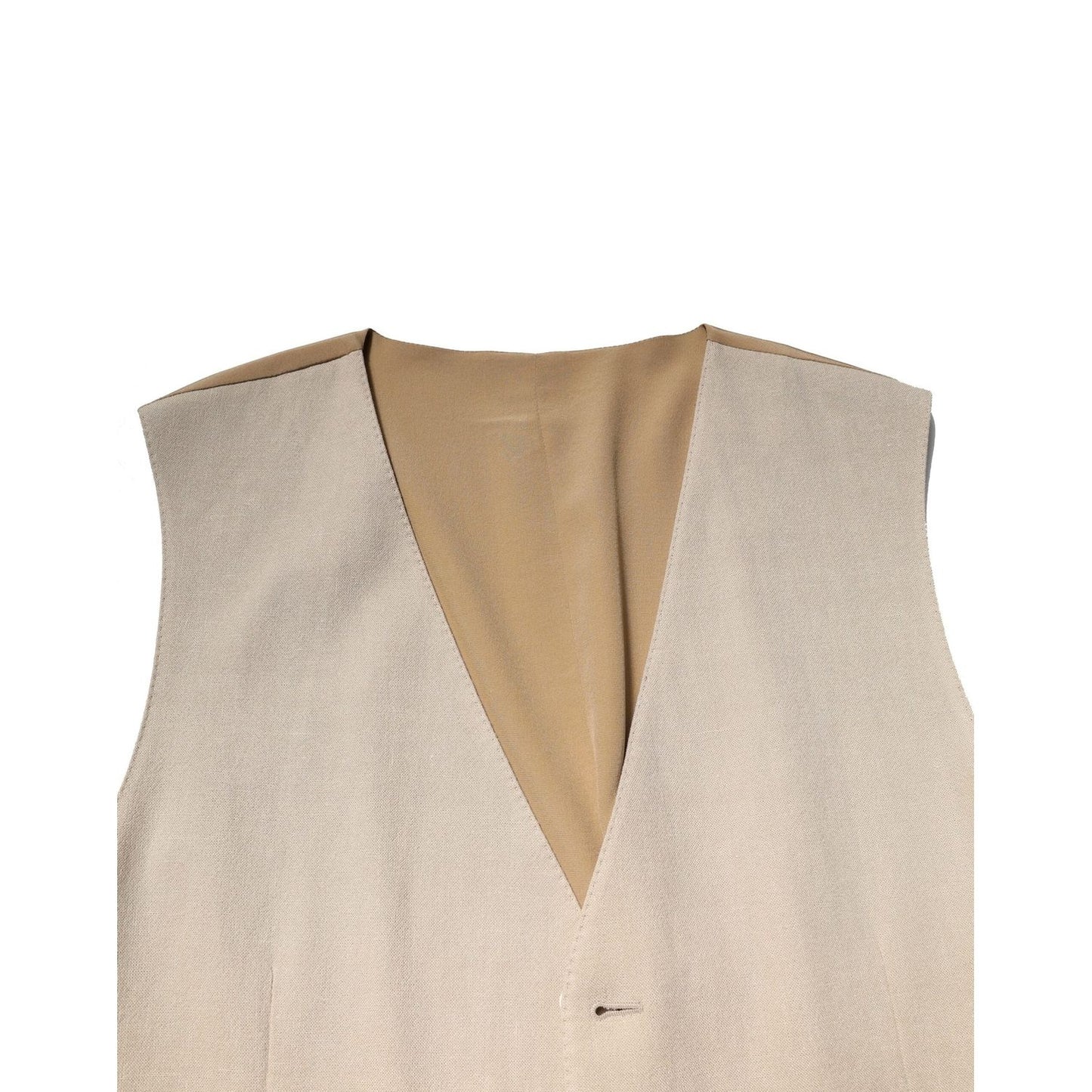 Dolce & Gabbana Beige Linen Dress Formal Men Waistcoat Vest TSH90454-50