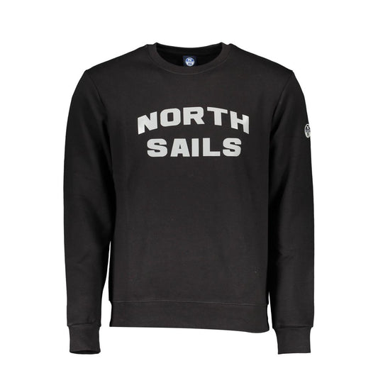 North Sails "Black Cotton Men Sweater" featuring crew neck and bold print