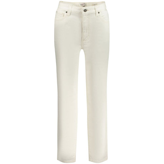 Guess Jeans White Cotton Women Jeans - classic white mom jeans with five-pocket design, crafted for comfort.