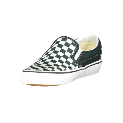 Vans Black Polyester Men Sneaker with classic checkered pattern, elastic accents, and signature logo for bold style and comfort.