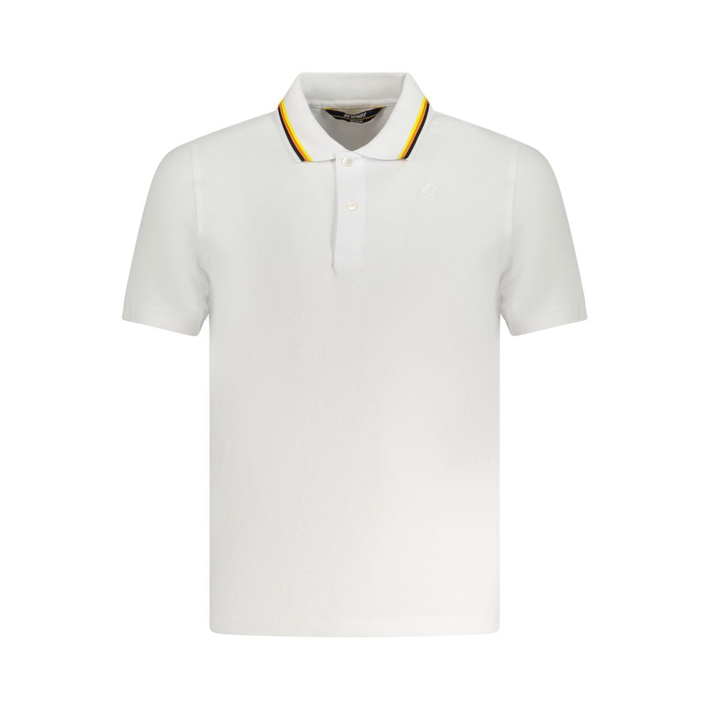 K-WAY White Cotton Polo Shirt with short sleeves and contrasting details, featuring a 2-button design and logo application.