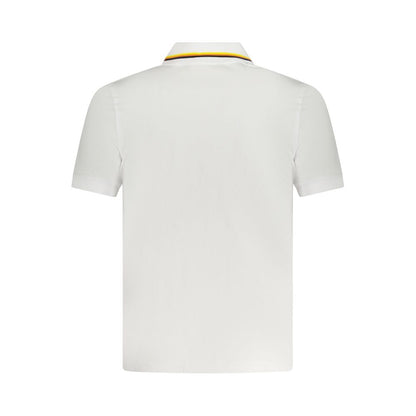 K-WAY White Cotton Polo Shirt, short sleeve, 2 buttons, contrasting details, logo application, back view