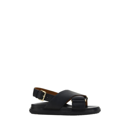 Marni Black Calf Leather Bos Taurus Sandals 1728,72470364320,Black,EU36.5/US6.5,Flat - Sandals - Shoes,Marni,New with tags,Sandals - Shoes,Shoes,Women