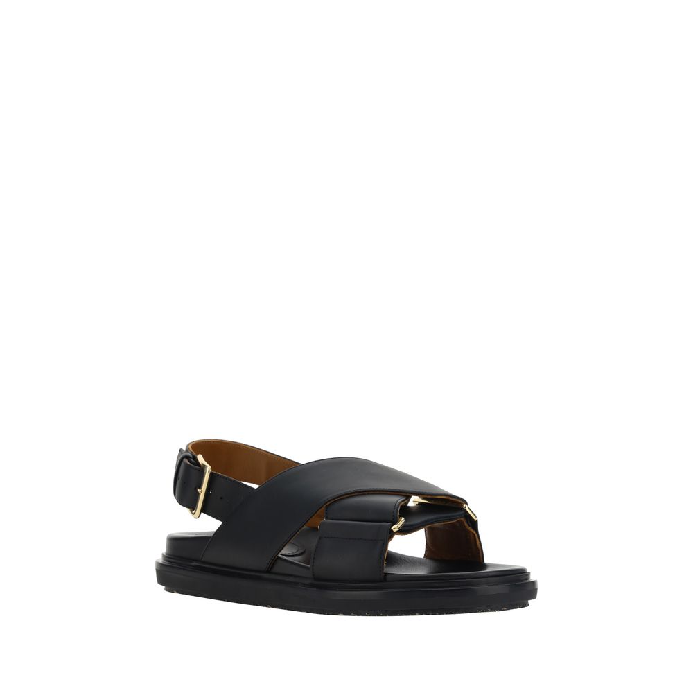 Marni Black Calf Leather Bos Taurus Sandals 1728,72470364320,Black,EU36.5/US6.5,Flat - Sandals - Shoes,Marni,New with tags,Sandals - Shoes,Shoes,Women