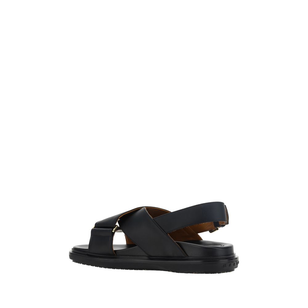 Marni Black Calf Leather Bos Taurus Sandals 1728,72470364320,Black,EU36.5/US6.5,Flat - Sandals - Shoes,Marni,New with tags,Sandals - Shoes,Shoes,Women