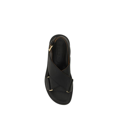 Marni Black Calf Leather Bos Taurus Sandals 1728,72470364320,Black,EU36.5/US6.5,Flat - Sandals - Shoes,Marni,New with tags,Sandals - Shoes,Shoes,Women