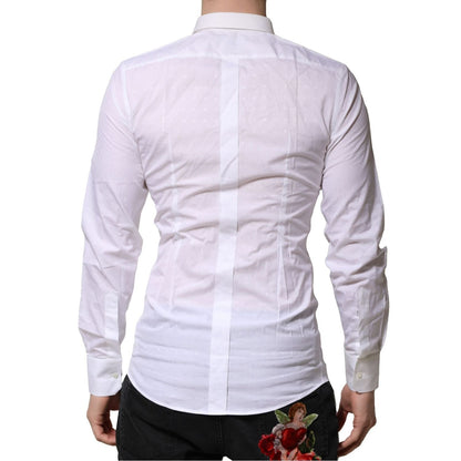 Dolce & Gabbana White Cotton GOLD Long Sleeves Formal Shirt