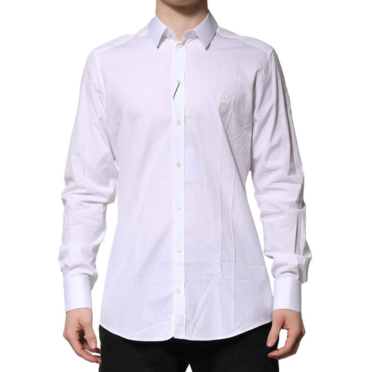 Dolce & Gabbana White Cotton GOLD Long Sleeves Formal Shirt