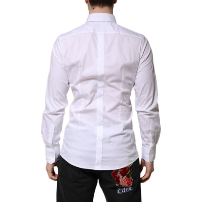 Dolce & Gabbana White Cotton GOLD Long Sleeves Formal Shirt
