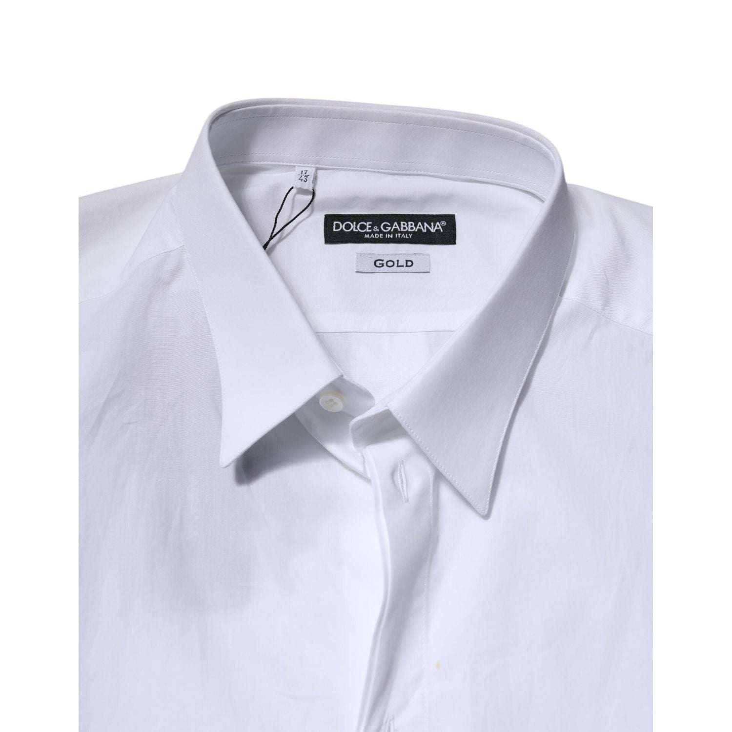 Dolce & Gabbana White Cotton GOLD Long Sleeves Formal Shirt