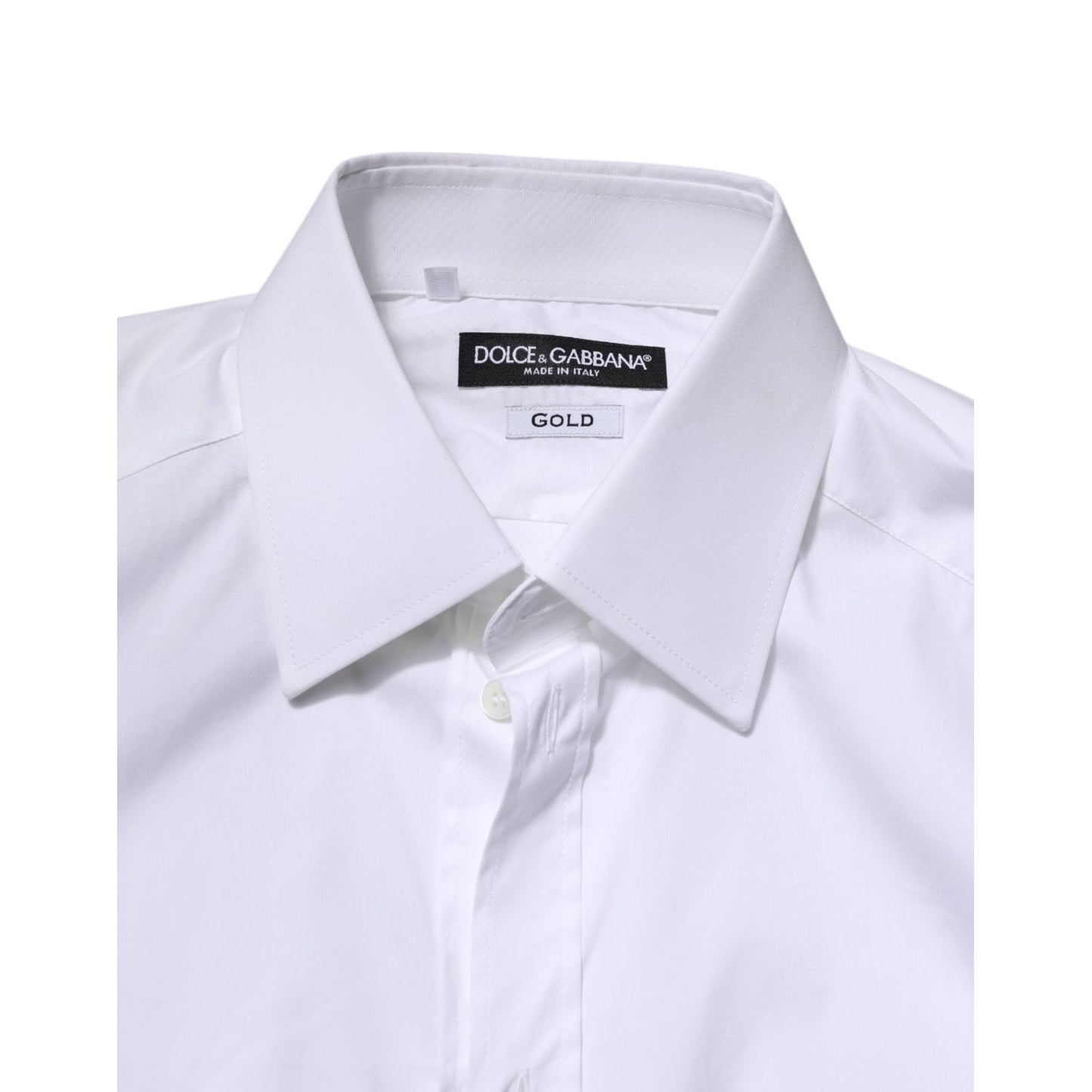 Dolce & Gabbana White Cotton GOLD Long Sleeves Formal Shirt
