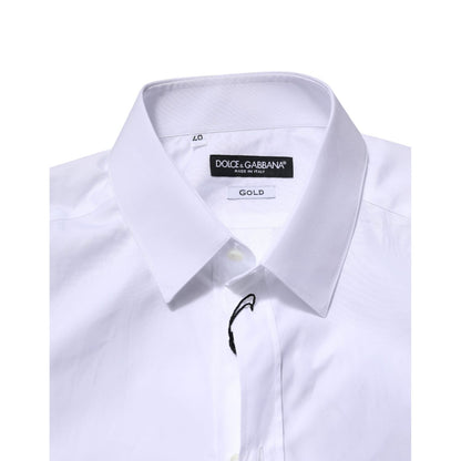 Dolce & Gabbana White GOLD Long Sleeves Dress Formal Shirt