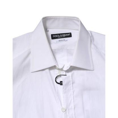 Dolce & Gabbana White GOLD Long Sleeves Dress Formal Shirt