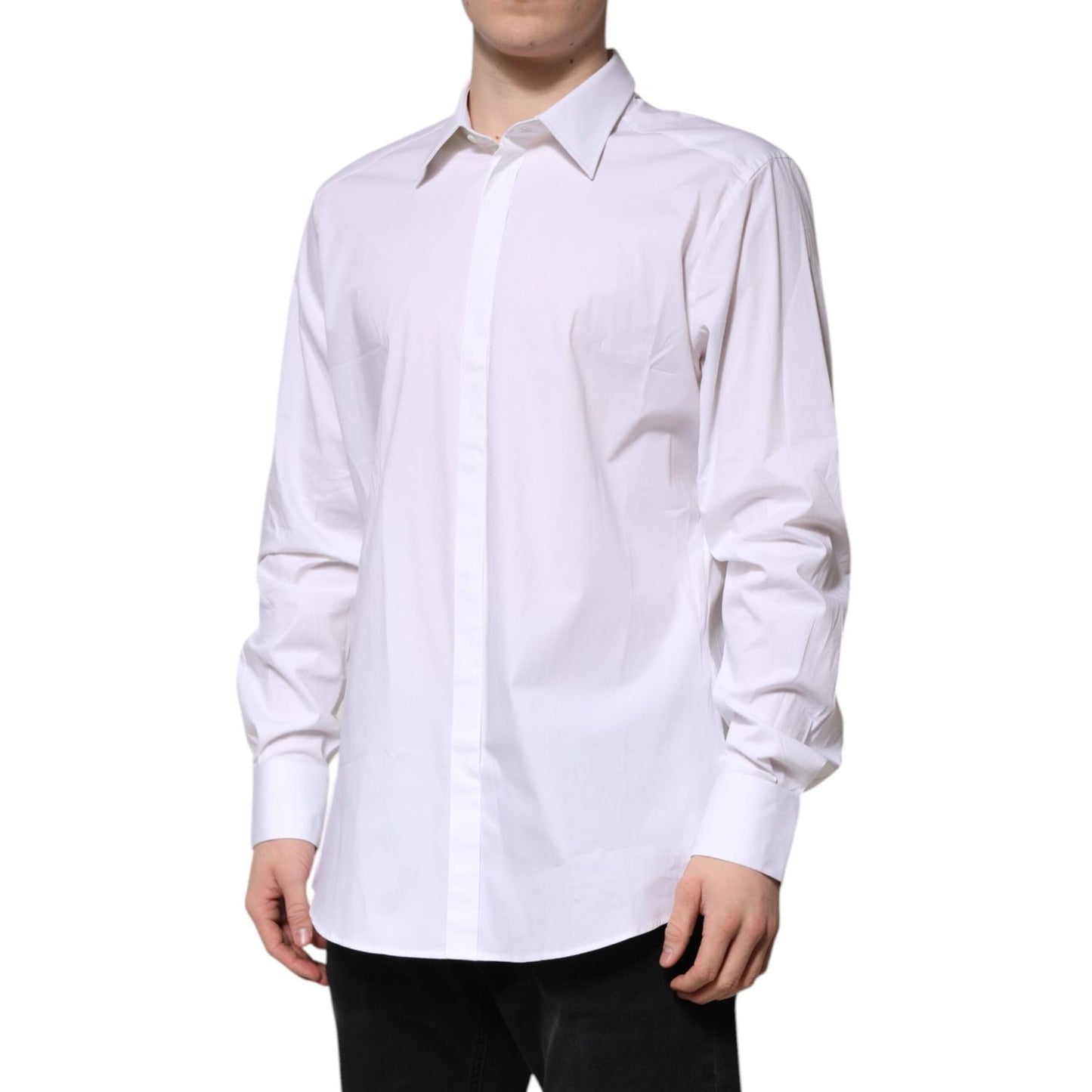 Dolce & Gabbana White MARTINI Long Sleeve Dress Formal Shirt TSH906872-43