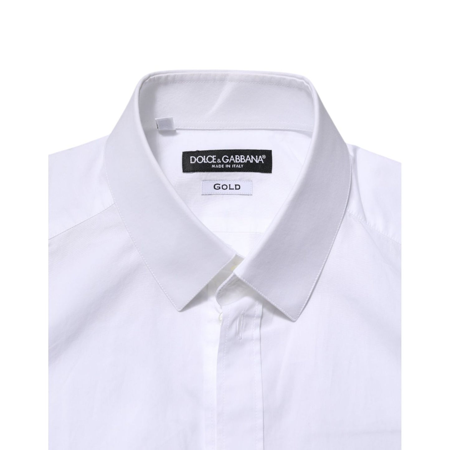 Dolce & Gabbana White GOLD Long Sleeves Dress Men Formal Shirt