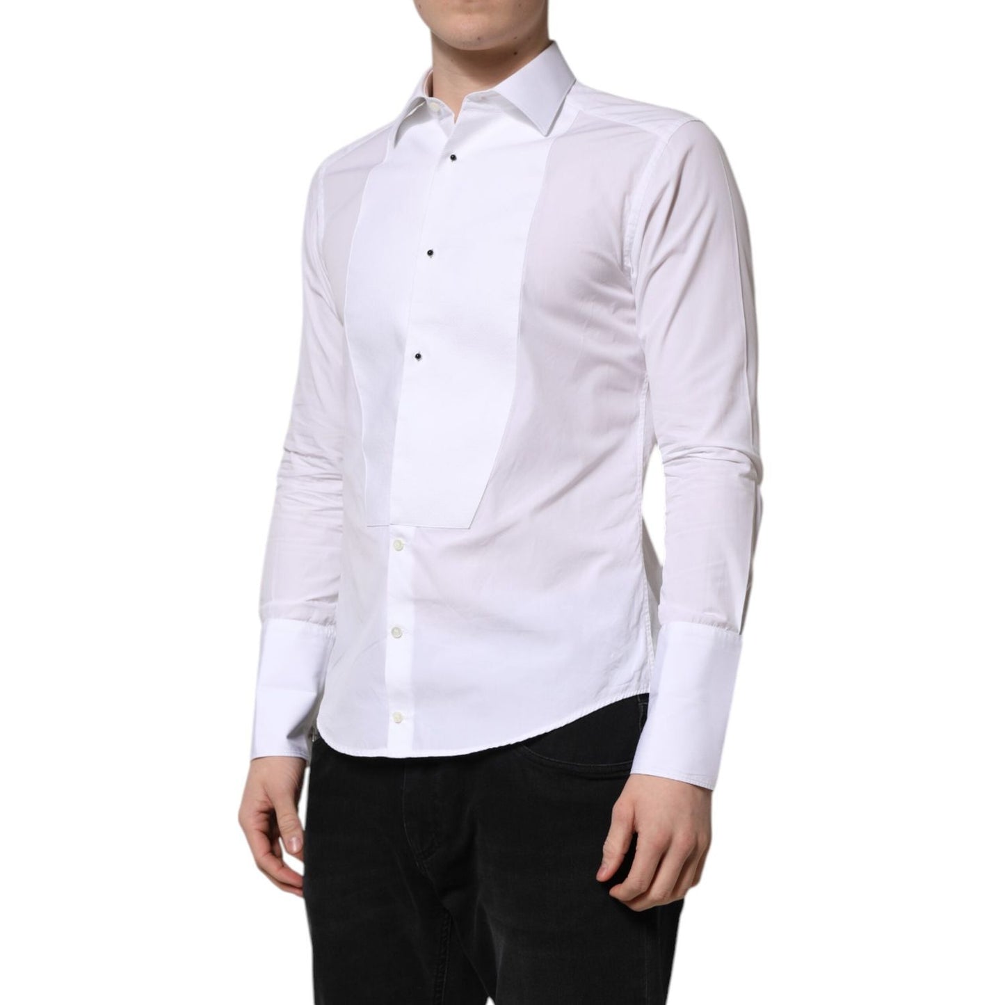 Dolce & Gabbana White GOLD Long Sleeve Dress Men Formal Shirt TSH906879-39