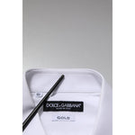 Dolce & Gabbana White GOLD Long Sleeve Dress Men Formal Shirt TSH906879-39