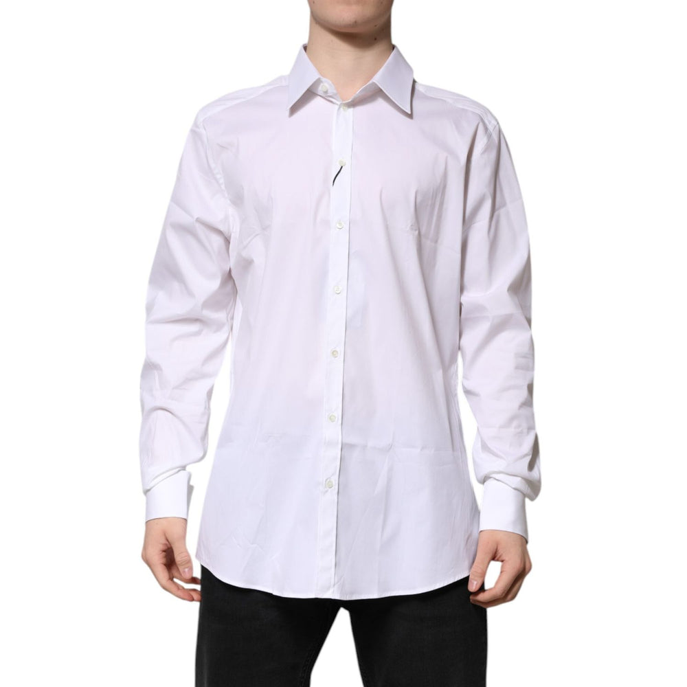 Dolce & Gabbana White GOLD Long Sleeve Dress Men Formal Shirt TSH906882-43