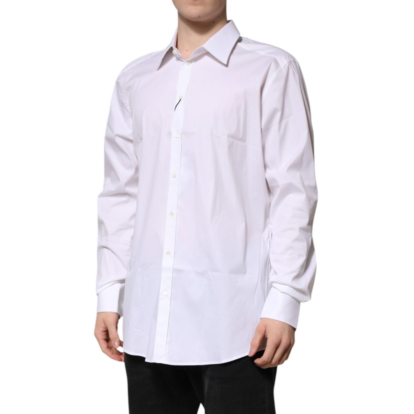 Dolce & Gabbana White GOLD Long Sleeve Dress Men Formal Shirt TSH906882-43