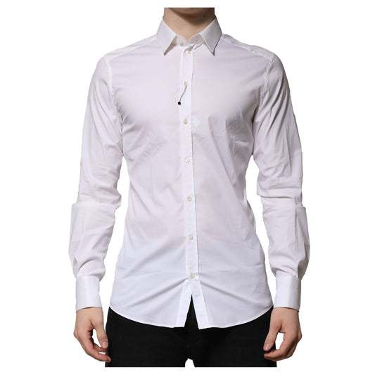 Dolce & Gabbana White GOLD Long Sleeve Dress Formal Shirt