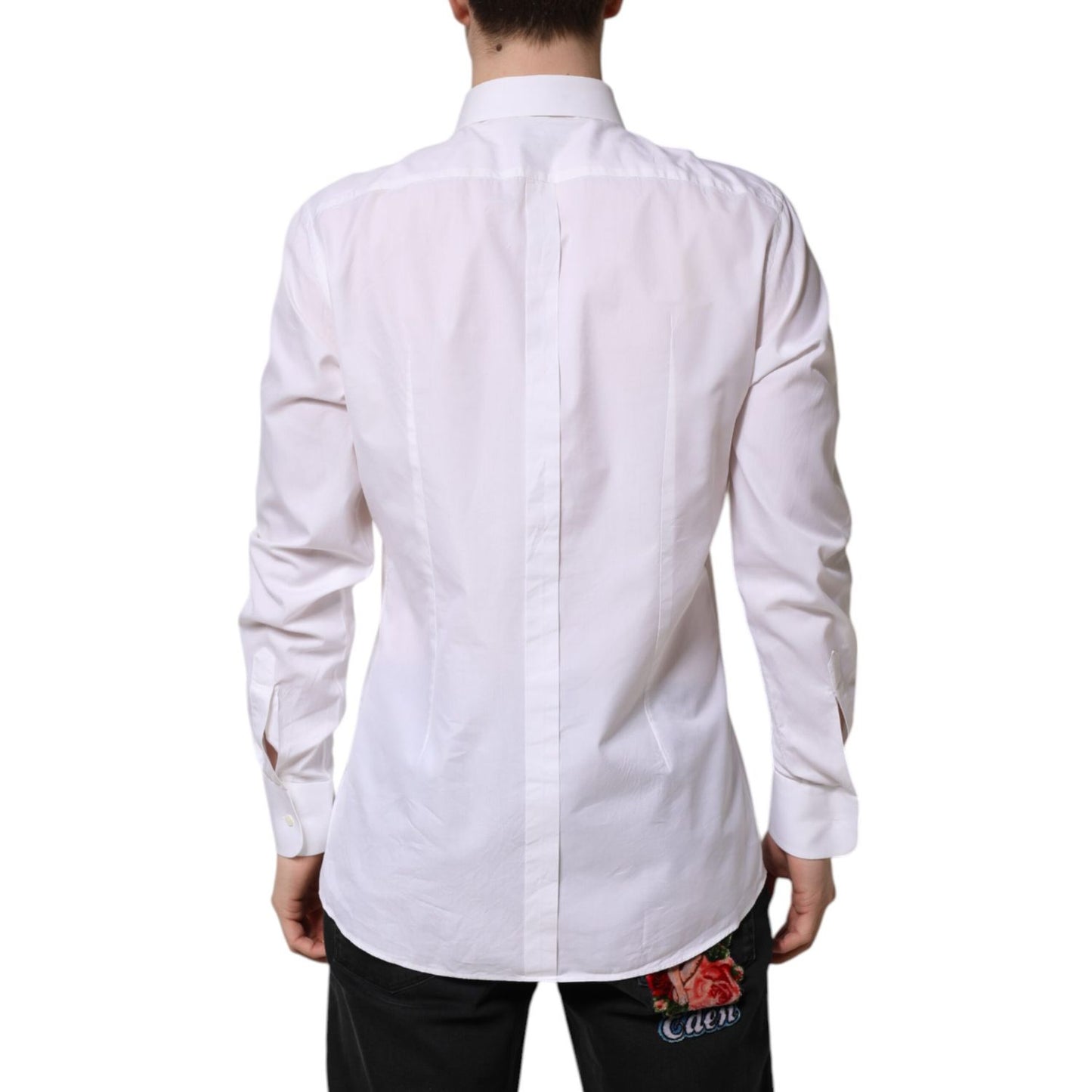 Dolce & Gabbana White GOLD Cotton Long Sleeves Formal Shirt