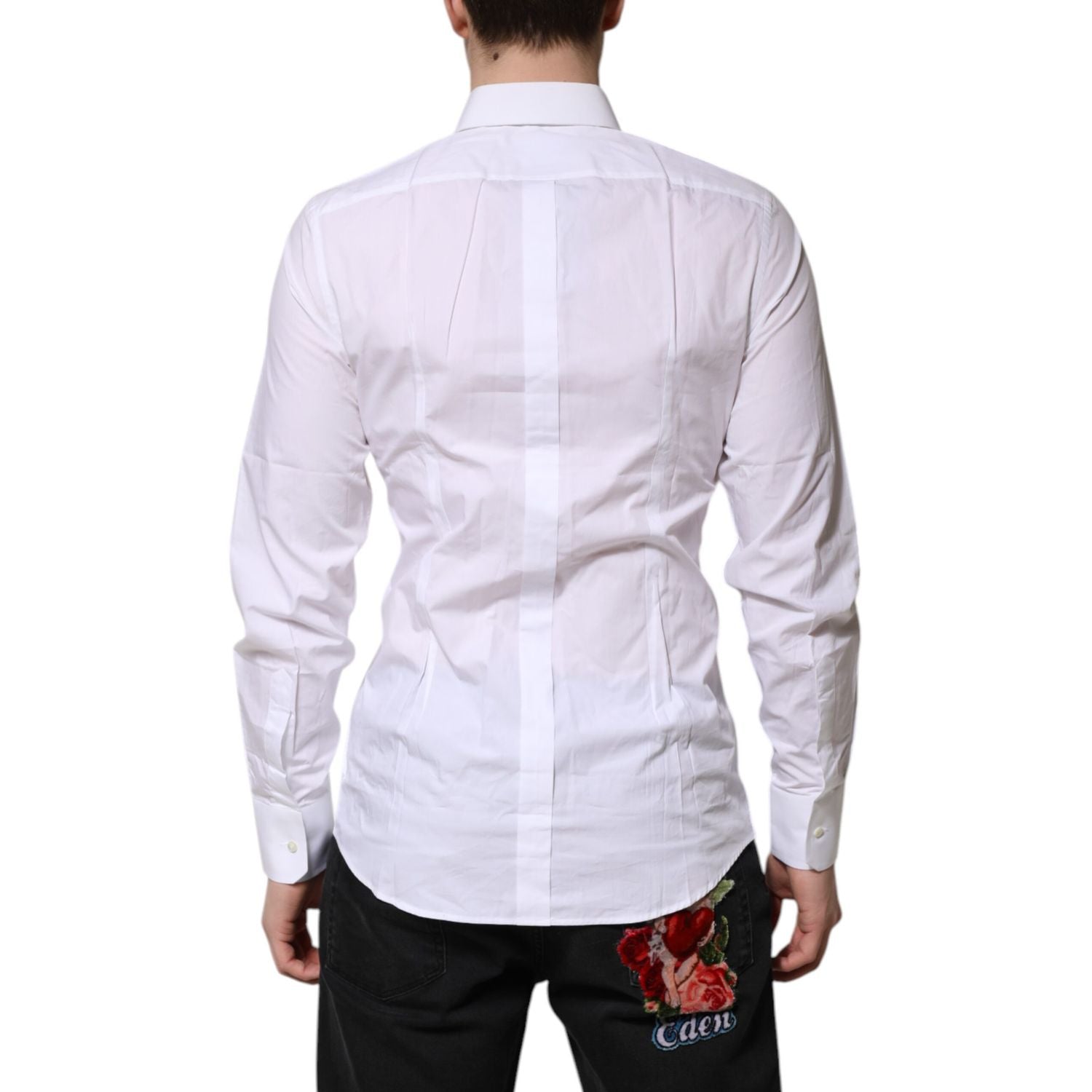 Dolce & Gabbana White GOLD Cotton Poplin Dress Formal Shirt