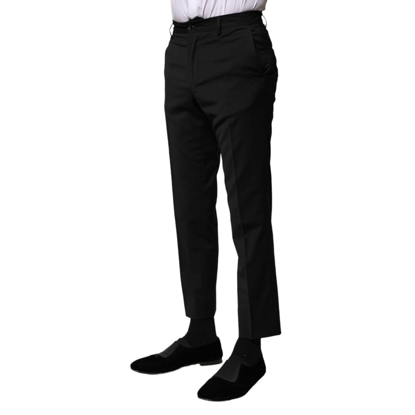 Dolce & Gabbana Black Wool Formal Men Cropped Pants
