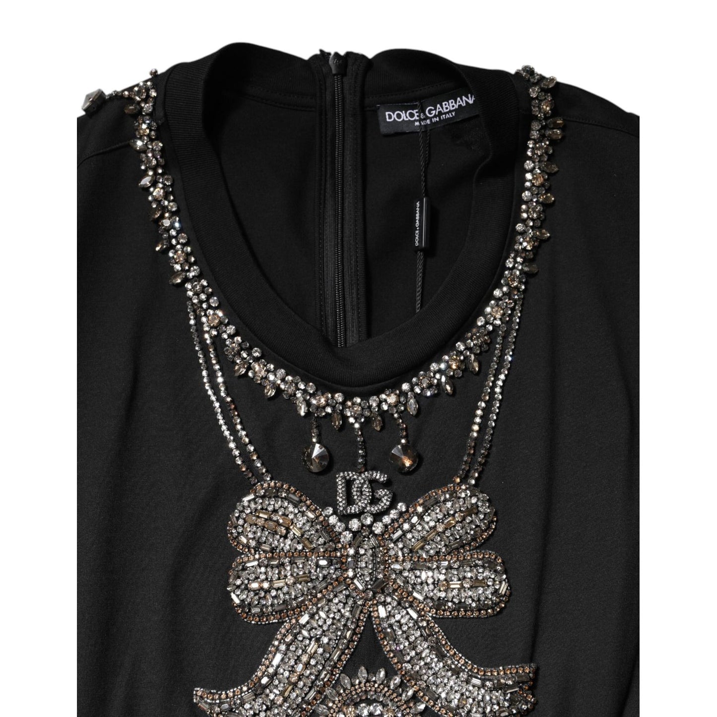 Dolce & Gabbana Black Cotton Rhinestone Embellished Tank Top