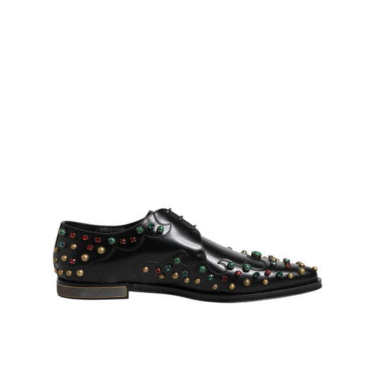 Dolce & Gabbana Black Leather Derby Dress Studded Shoes