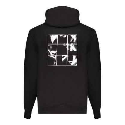 Calvin Klein Black Cotton Men Sweater with hood and logo print on the back, featuring soft cotton and sustainable design.