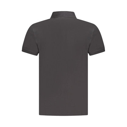Timberland Black Cotton Men Polo Shirt, back view showcasing sleek design in premium organic cotton.
