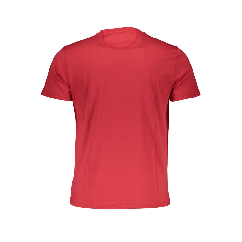 Back view of La Martina Red Cotton Men T-Shirt with short sleeves and crew neck.